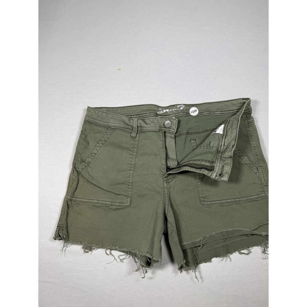 Seven7 Shorts Womens 16 Green Utility Twill Cutoff Frayed Hem Patch Pockets